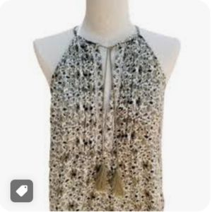 Joie Silk Green Tassel Sleeveless Tank Top Sz XSmall